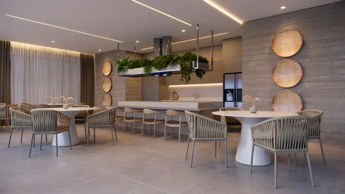 Espaço gourmet mobiliado