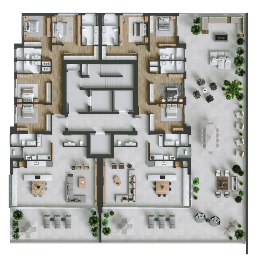 Planta humanizada do apartamento tipo