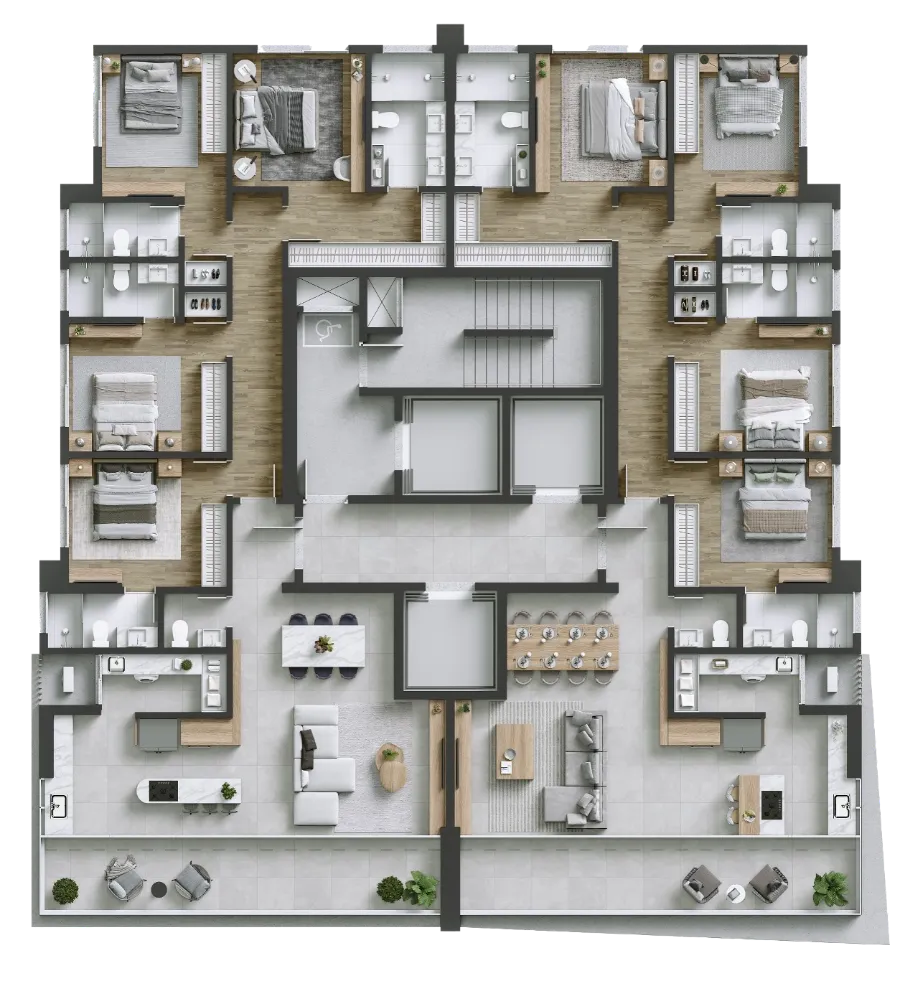 Planta humanizada do apartamento diferenciado